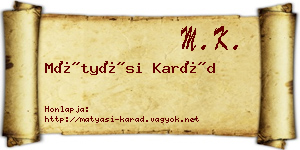 Mátyási Karád névjegykártya
